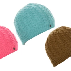 Fancy-Ladies Only! DSG Cable Knit Beanie - Blaze Orange, Blaze Pink, Aqua, Black Or Tan