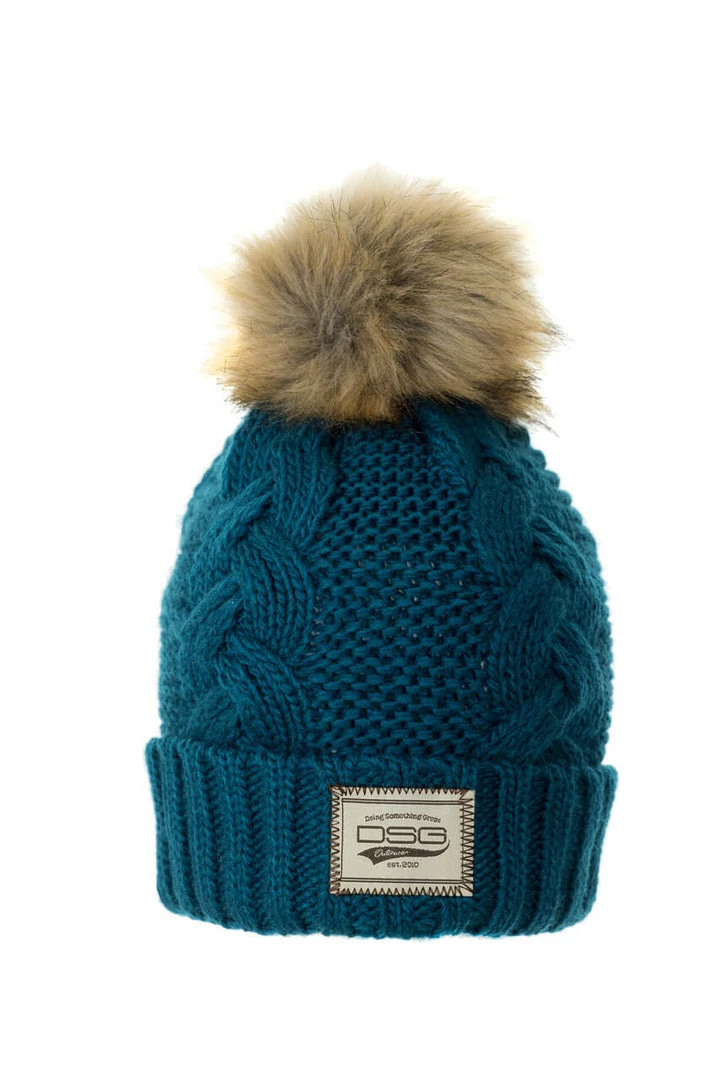 Fancy-Ladies Only! DSG Chunky Knit Pom Beanie - Tan, Navy Or Warm Grey 3 Fancy-Ladies Only! DSG Chunky Knit Pom Beanie - Tan, Navy Or Warm Grey
