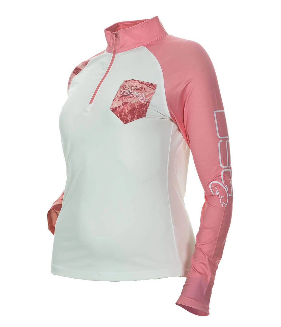 DSG Realtree Fishing® Camo 1/4 Zip Shirt - UPF 50 - Salmon Or Aqua Fancy-Ladies Only! 8 DSG Realtree Fishing® Camo 1/4 Zip Shirt - UPF 50 - Salmon Or Aqua Fancy-Ladies Only!