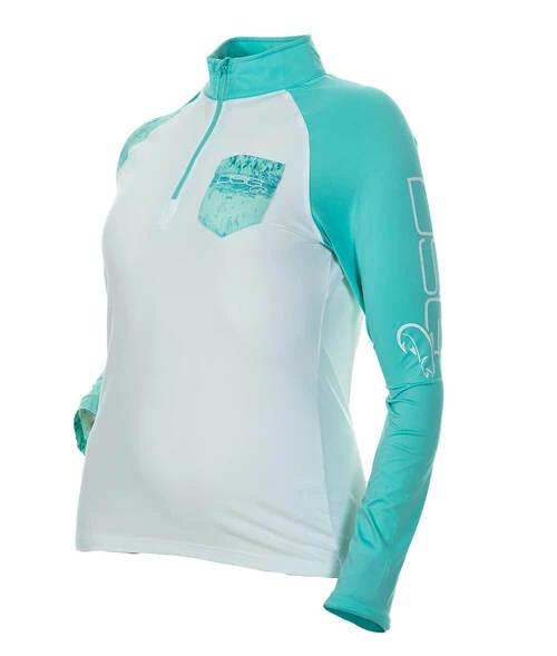 DSG Realtree Fishing® Camo 1/4 Zip Shirt - UPF 50 - Salmon Or Aqua Fancy-Ladies Only! 11 DSG Realtree Fishing® Camo 1/4 Zip Shirt - UPF 50 - Salmon Or Aqua Fancy-Ladies Only!