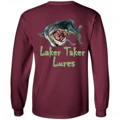 CustomCat Men's Long Sleeve Laker Taker Tee - Red/White Logo Laker Taker Lures & Swag