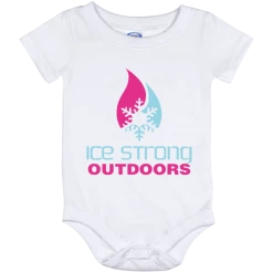 CustomCat Ice Strong Baby Onesie 12 Month Cool Blue & Magenta Logo Infant Ice Strong Apparel
