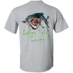 CustomCat Laker Taker Lures & Swag Men's Ice Strong Patriotic Logo Front/Laker Taker Back Regular Size Ultra Cotton T-Shirt (12 Color Choices)