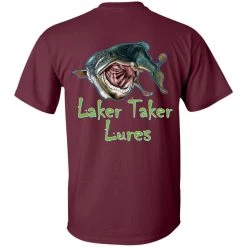 CustomCat Laker Taker Lures & Swag Men's Ice Strong Patriotic Logo Front/Laker Taker Back Regular Size Ultra Cotton T-Shirt (12 Color Choices)