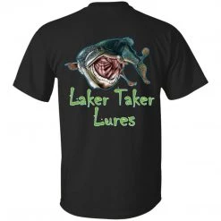 CustomCat Laker Taker Lures & Swag Men's Ice Strong Patriotic Logo Front/Laker Taker Back Regular Size Ultra Cotton T-Shirt (12 Color Choices)