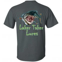 CustomCat Laker Taker Lures & Swag Men's Ice Strong Patriotic Logo Front/Laker Taker Back Regular Size Ultra Cotton T-Shirt (12 Color Choices)