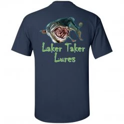 CustomCat Men's Ice Strong Patriotic Chest/Laker Taker Back TALL Ultra Cotton T-Shirt (4 Color Choices) Laker Taker Lures & Swag