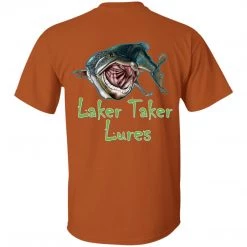 CustomCat Laker Taker Lures & Swag Men's Ice Strong Patriotic Logo Front/Laker Taker Back Regular Size Ultra Cotton T-Shirt (12 Color Choices)