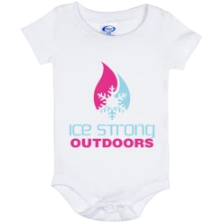 CustomCat Ice Strong Baby Onesie 06 Month Cool Blue & Magenta Logo Infant Ice Strong Apparel