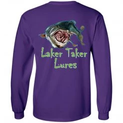 CustomCat Men's Long Sleeve Laker Taker Tee - Red/White Logo Laker Taker Lures & Swag