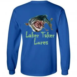 CustomCat Men's Long Sleeve Laker Taker Tee - Red/Black Logo Laker Taker Lures & Swag 39 CustomCat Men's Long Sleeve Laker Taker Tee - Red/Black Logo Laker Taker Lures & Swag