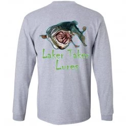 CustomCat Men's Long Sleeve Laker Taker Tee - Red/White Logo Laker Taker Lures & Swag