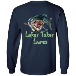 CustomCat Men's Long Sleeve Laker Taker Tee - Red/Black Logo Laker Taker Lures & Swag 41 CustomCat Men's Long Sleeve Laker Taker Tee - Red/Black Logo Laker Taker Lures & Swag