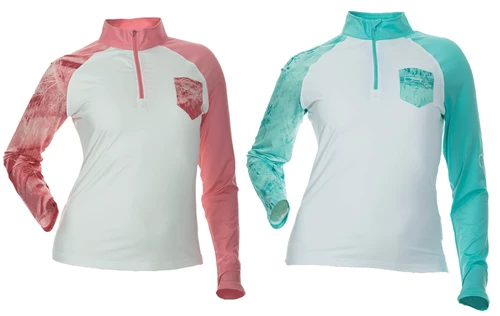 DSG Realtree Fishing® Camo 1/4 Zip Shirt - UPF 50 - Salmon Or Aqua Fancy-Ladies Only! 3 DSG Realtree Fishing® Camo 1/4 Zip Shirt - UPF 50 - Salmon Or Aqua Fancy-Ladies Only!