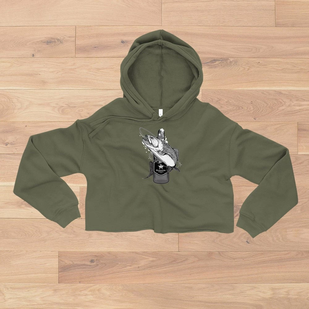 Ice Strong Outdoors Fancy-Ladies Only! Rockstarlette Fishing And Beer Logo, CROPPED Fleece Lined Pullover Hoodie 5 Ice Strong Outdoors Fancy-Ladies Only! Rockstarlette Fishing And Beer Logo, CROPPED Fleece Lined Pullover Hoodie