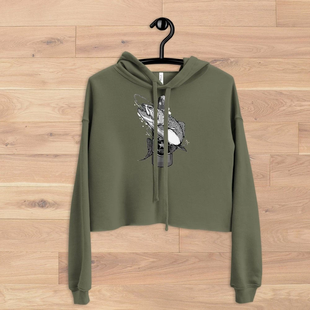 Ice Strong Outdoors Fancy-Ladies Only! Rockstarlette Fishing And Beer Logo, CROPPED Fleece Lined Pullover Hoodie 8 Ice Strong Outdoors Fancy-Ladies Only! Rockstarlette Fishing And Beer Logo, CROPPED Fleece Lined Pullover Hoodie