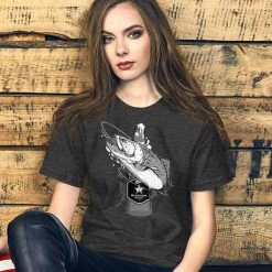 Rockstarlette Fishing And Beer, Loose Fit T Shirt, Heather Blue, Charcoal Or Raspberry