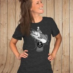 Rockstarlette Fishing And Beer, Loose Fit T Shirt, Heather Blue, Charcoal Or Raspberry