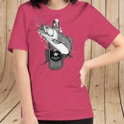 Rockstarlette Fishing And Beer, Loose Fit T Shirt, Heather Blue, Charcoal Or Raspberry