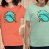 Fancy-Ladies Only! Rockstarlette Hunting & Fishing Logo Loose Fit T Shirt, Heather Orange Or Heather Mint