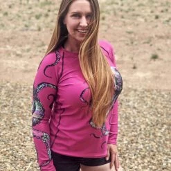 Rockstarlette Octopus UPF 40, Sun Shirt/Rash Guard, Black, Blue, Or Hot Pink Fancy-Ladies Only!