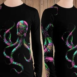 Rockstarlette Octopus UPF 40, Sun Shirt/Rash Guard, Black, Blue, Or Hot Pink Fancy-Ladies Only!
