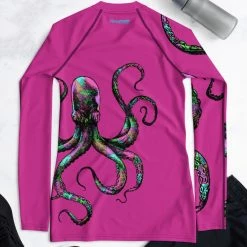 Rockstarlette Octopus UPF 40, Sun Shirt/Rash Guard, Black, Blue, Or Hot Pink Fancy-Ladies Only!