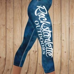 Ice Strong Outdoors Rockstarlette Watercolor Rockstarlette Outdoors Logo Yoga CAPRI OR FULL LENGTH Leggings, Wide Waistband