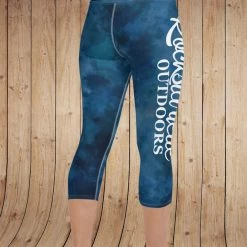Ice Strong Outdoors Rockstarlette Watercolor Rockstarlette Outdoors Logo Yoga CAPRI OR FULL LENGTH Leggings, Wide Waistband