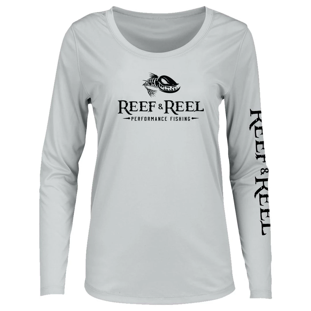 Reef & Reel Women's Floating Fish Big Logo Performance LS Shirt Fancy-Ladies Only! 18 Reef & Reel Women's Floating Fish Big Logo Performance LS Shirt Fancy-Ladies Only!