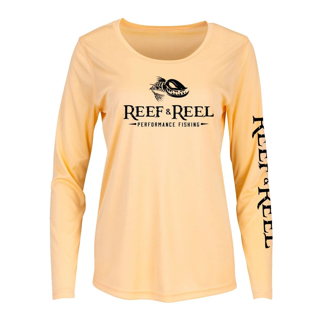 Reef & Reel Women's Floating Fish Big Logo Performance LS Shirt Fancy-Ladies Only! 22 Reef & Reel Women's Floating Fish Big Logo Performance LS Shirt Fancy-Ladies Only!